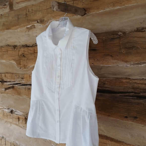 Maye White Sleeveless Button Down Shirt Large - Picture 4 of 9